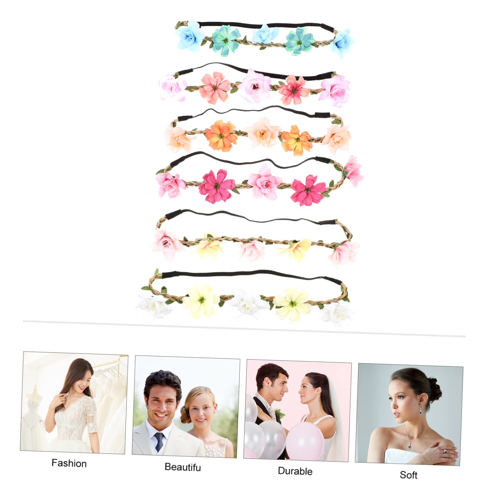 SOIMISS 24stücke Blumenkranz Haarschmuck Für Frauen Teiliges Und Hellrosa Elegante Haarreifen Für Hochzeiten Partys Und Fotoshootings