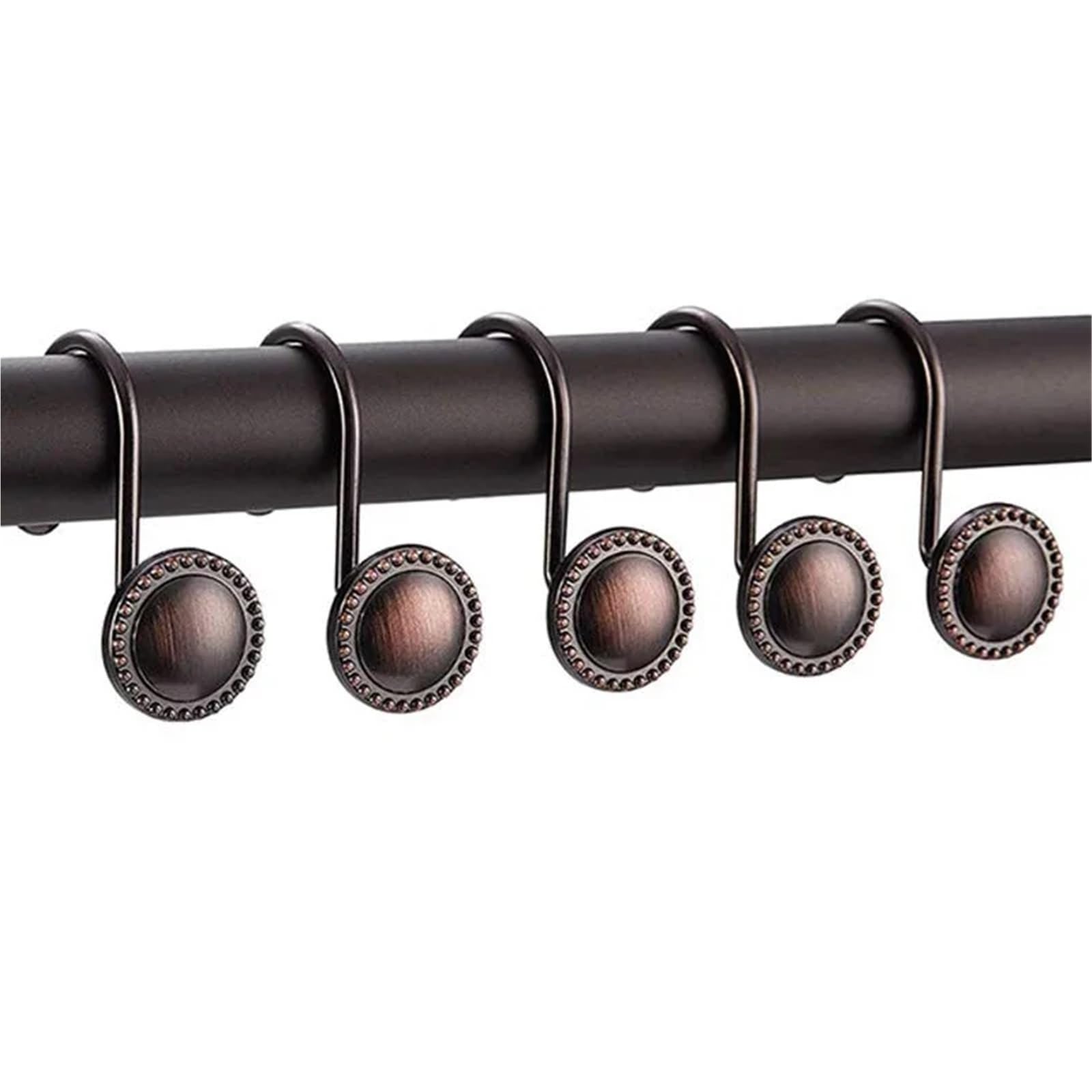 12 ganci decorativi antichi for tende da doccia, anello in bronzo lucidato a olio antiruggine for asta for tende da bagno