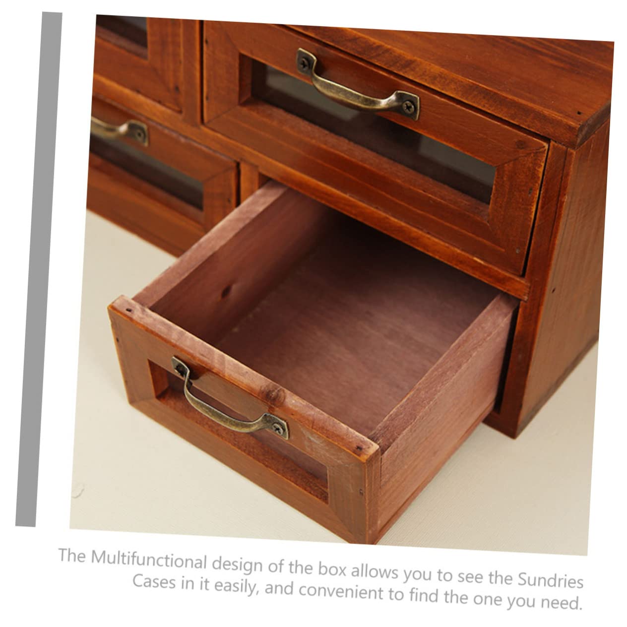 Housoutil Caja de Madera Vintage con Cuatro Cajones, Doble Capa para Joyas