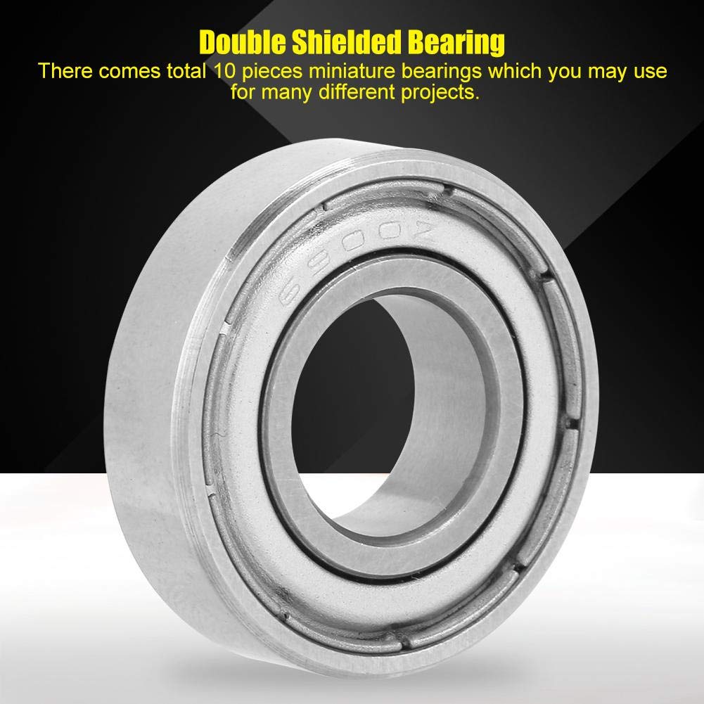 (Pack of 10) 6900Z Bearings Walfront 6900Z Double Shielded Miniature Ball Bearings Steel 10x22x6mm for Small Hobby 10mm Shaft/Rod Projects