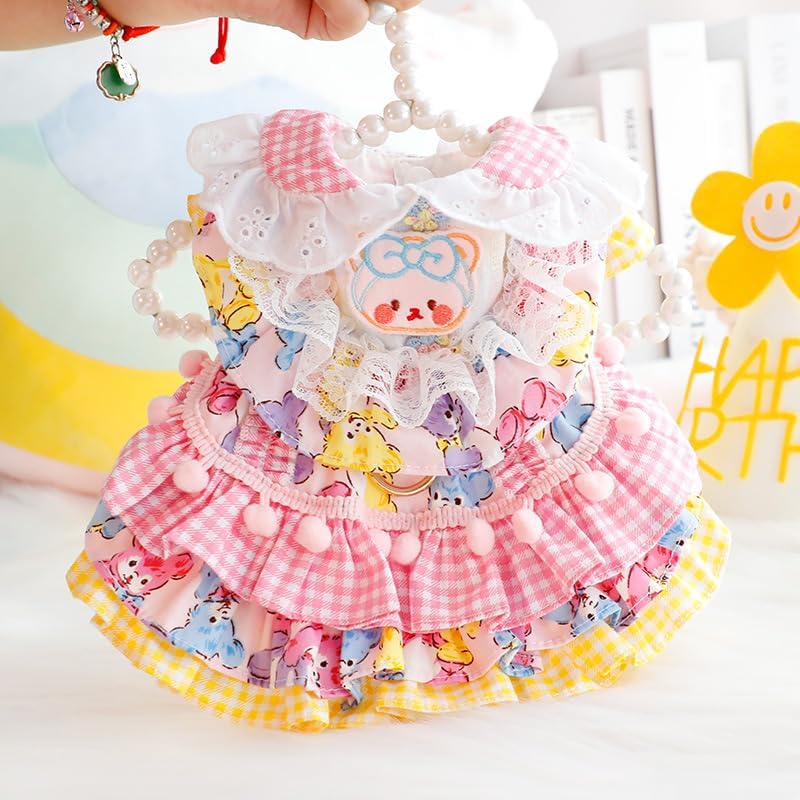 Vestido princesa para perros pequeños talla XL color rosa oso miniatura 3