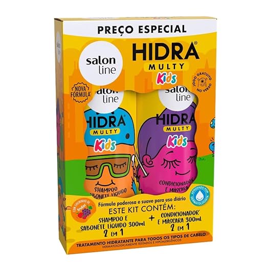 Salon Line, Kit Shampoo e Condicionador Infantil, Hidra Multy, Vegano - Todos os Tipos de Cabelos, 300 ml cada