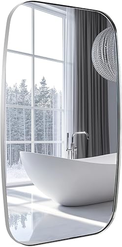 Miniatura 70 de ANDY STAR Espejos ovalados dorados para baño, espejo de pared oblongo, con marco de metal dorado cepillado de 24 x 36 pulgadas, espejo de tocador