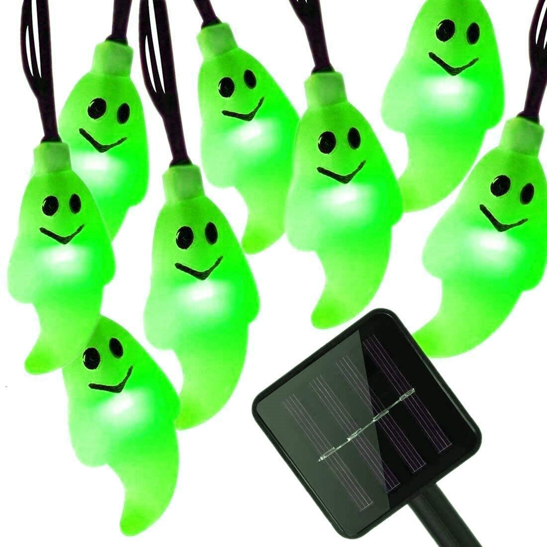 Guirnalda de luces solares fantasmas para exteriores, 22 m, 200 LED, guirnalda de luces solares de fantasma, impermeable, 8 modos para jardín y patio (verde)