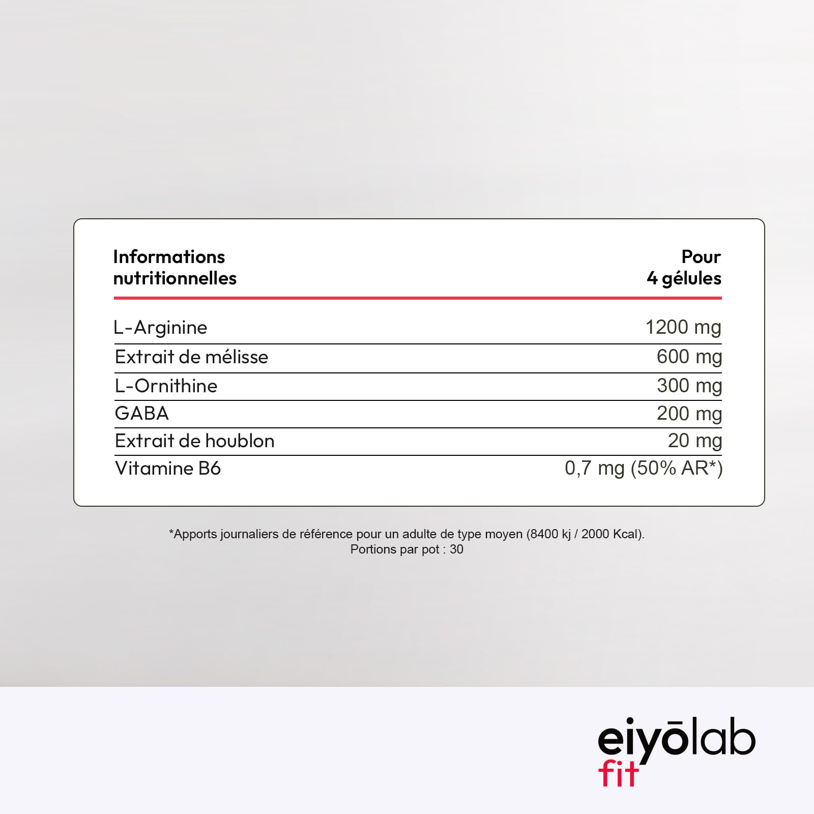 GH + HT | Booste Naturellement la Production d’Hormone de Croissance | Arginine, Gaba, Ornithine & Melisse | Construction Musculaire et Qualité du Sommeil | Vitamine B6 | 120 Gélules Vegan | Eiyolab