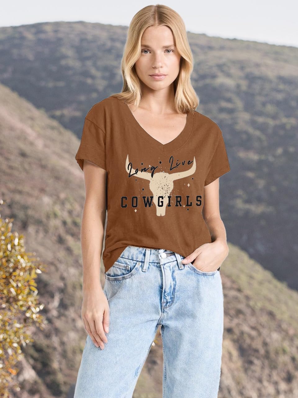 Western Country Shirt for Women Cowgirl Cartoon Boots V Neck Short Sleeve Tops Vintage Cowboy Graphic Tees - Image 4