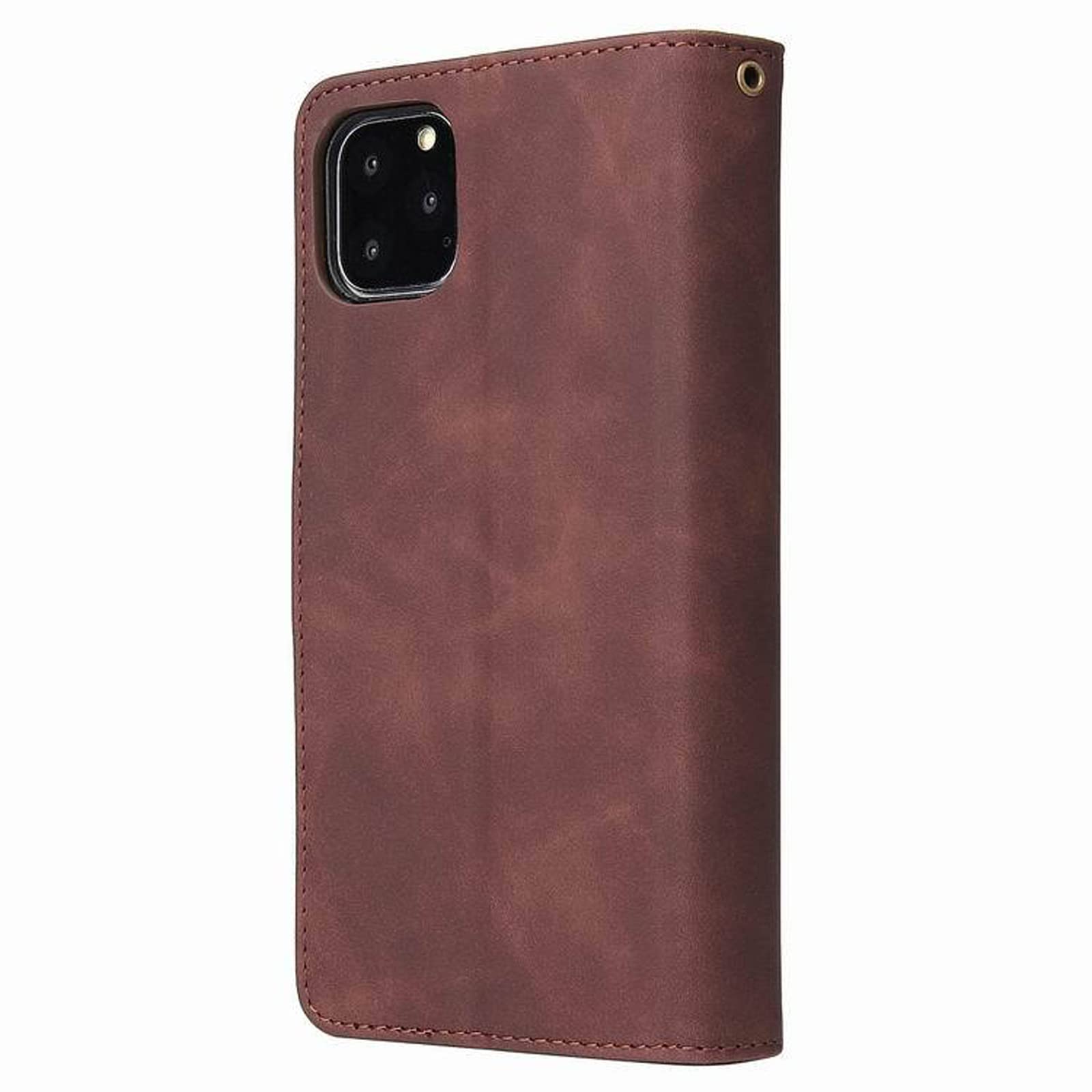 LTL Etui na telefon do iPhone 13 Mini/13/13 Pro/13 Pro Max, wysokiej jakości skórzane etui z klapką z przegródkami na karty etui na telefon magnetyczne zamknięcie, brązowe, 13 6,1 cala
