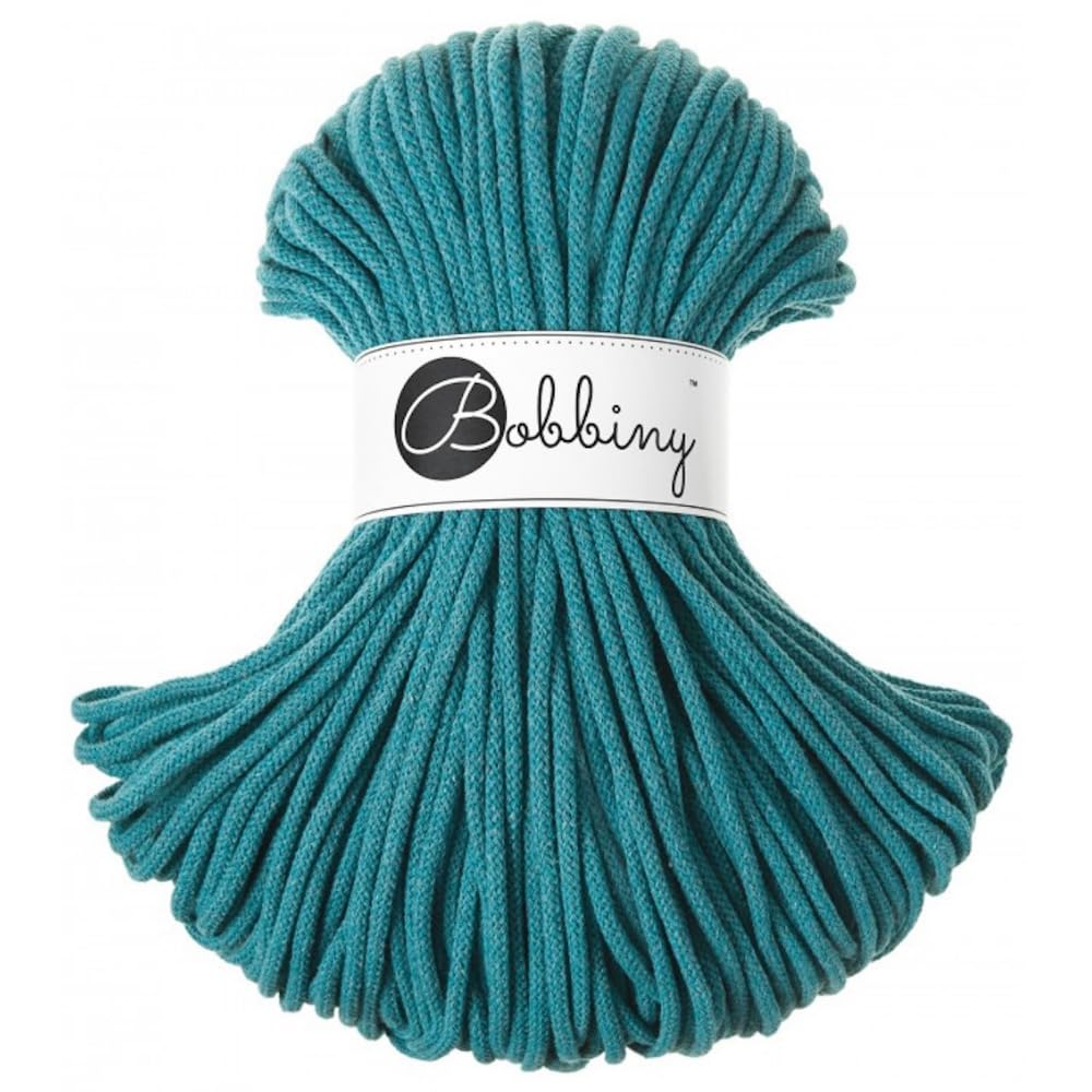 Bobbiny Premium 5mm Braided Macrame Cord (Teal) 108yds/330ft (100% Recycled Cotton)