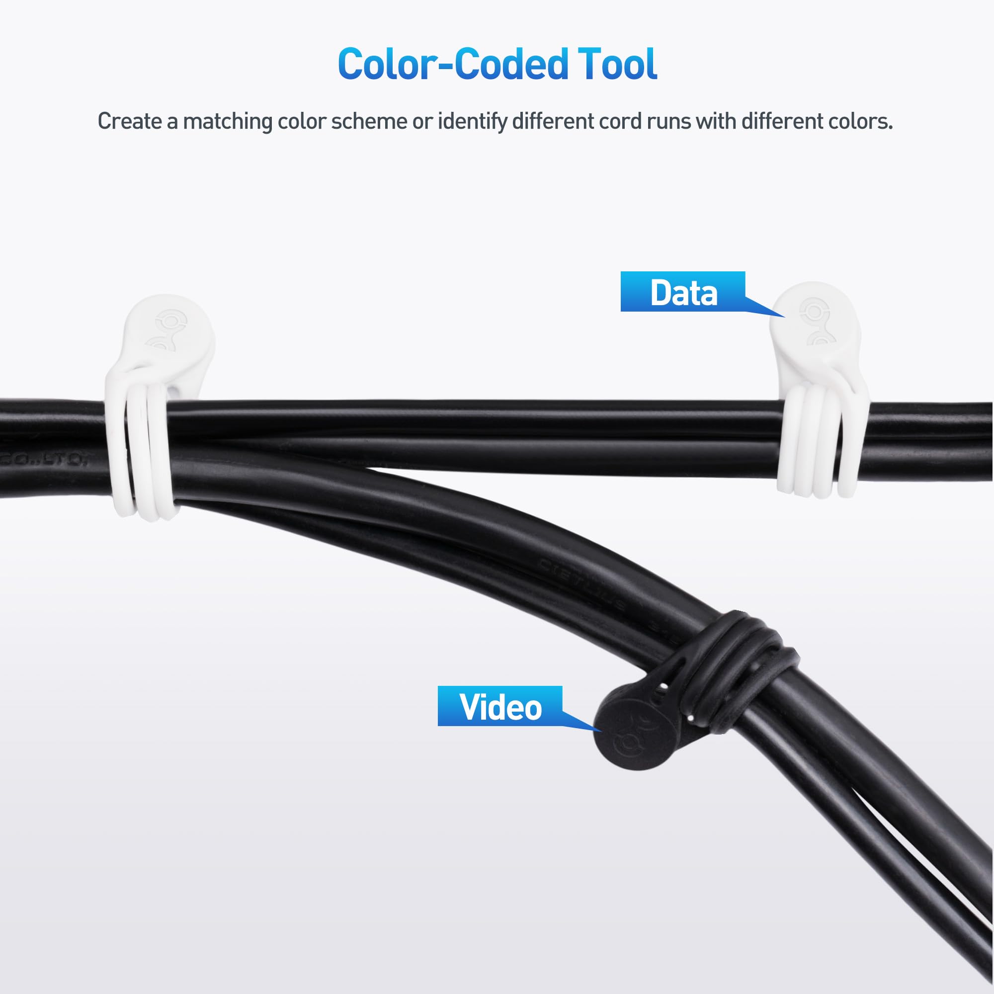 Cable Matters 20-Pack Silicone Magnetic Cable Ties – Black & White Cord Organizer – 8-Inch Flexible Multi-Use Straps