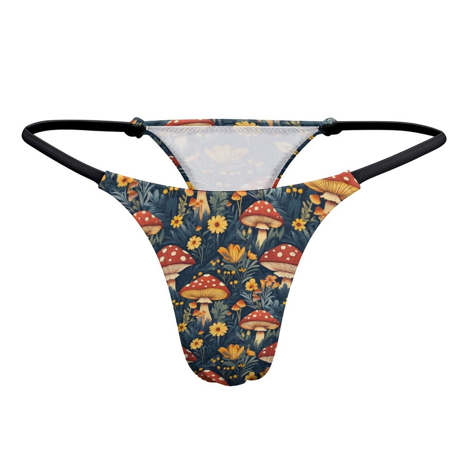 KWQDOZF Mushroom Flower Plant Thong Women Underwear Low Rise Panties Women G-String Thongs