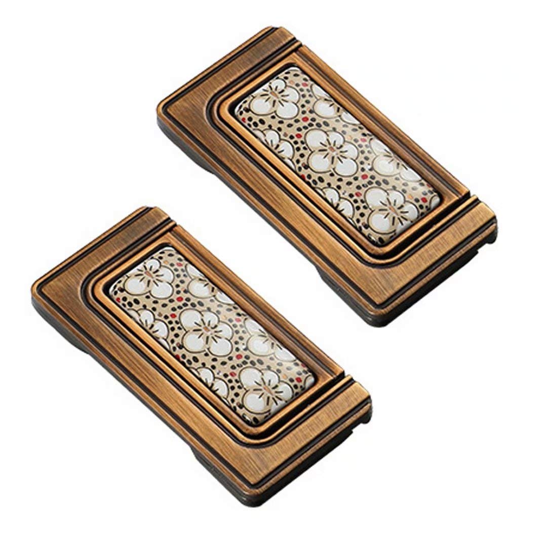 Sajmakuwla One Color Antique Brass Cabinet Drawer Handles 2 Pcs Fashion Furniture Door Handle Pulls Retro Dresser Knob Kitchen Cupboard(Hole Distance 64 Mm)