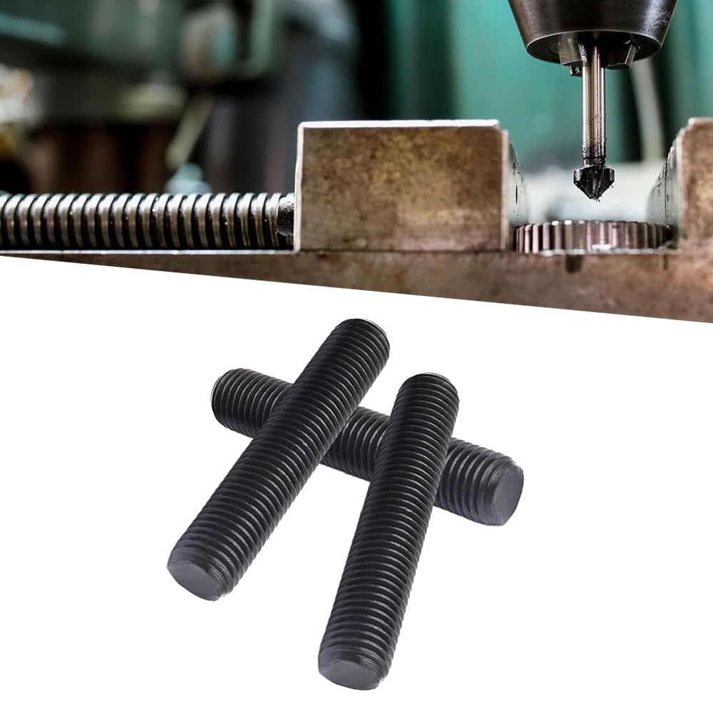 20pcs M12*55mm Fully Threaded Stud, Grade 8.8 Alloy Steel Black Oxide Finish Long Threaded Rod Bar for Furniture Mounting Assembly Fastening