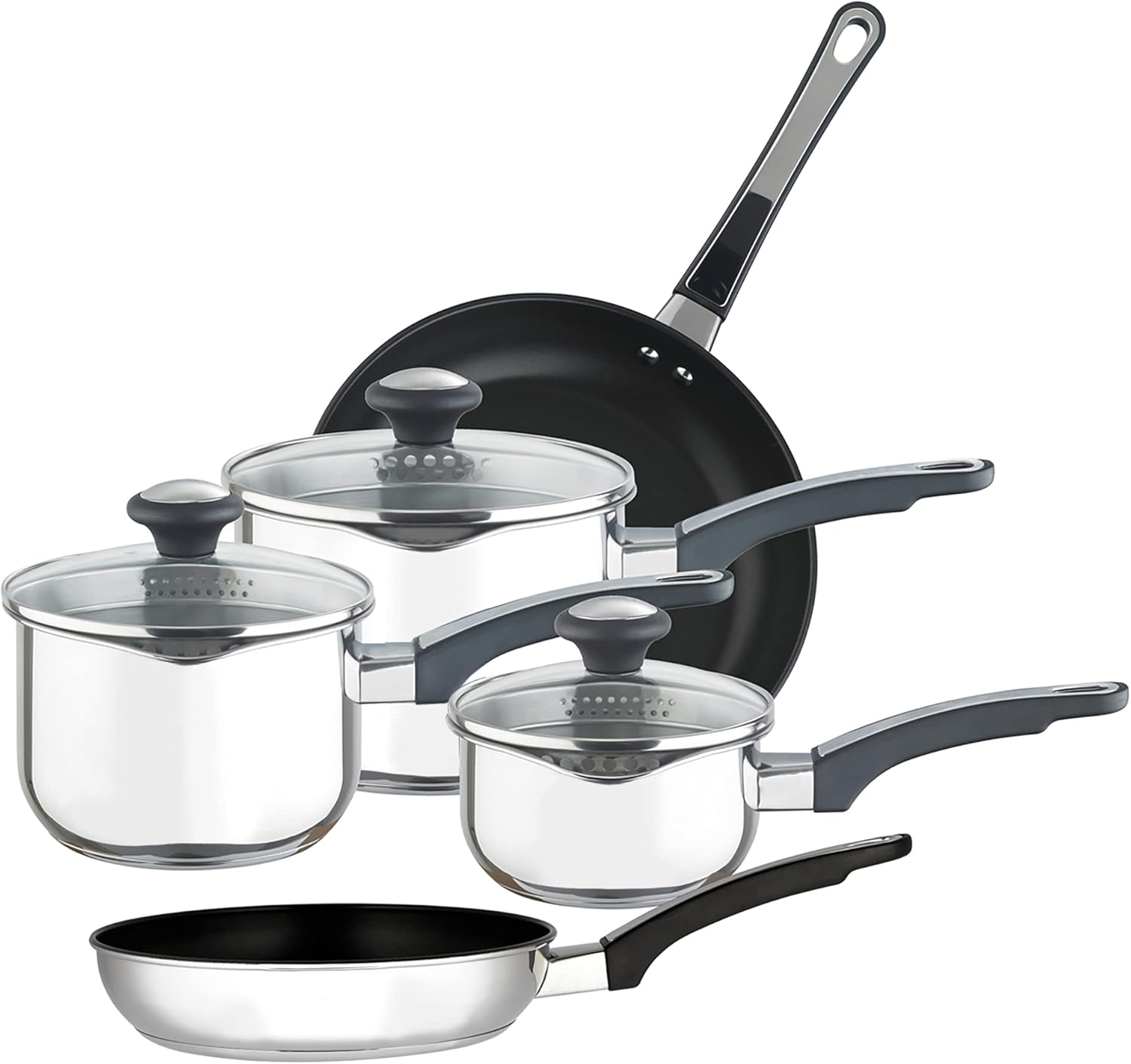 Prestige Stainless Steel Non Stick Pots and Pans Set of 5 Suitable as