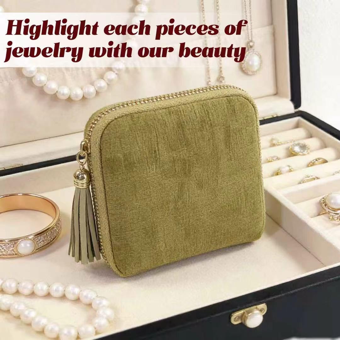 Small Travel Jewelry Pocket Case with Zipper for Women