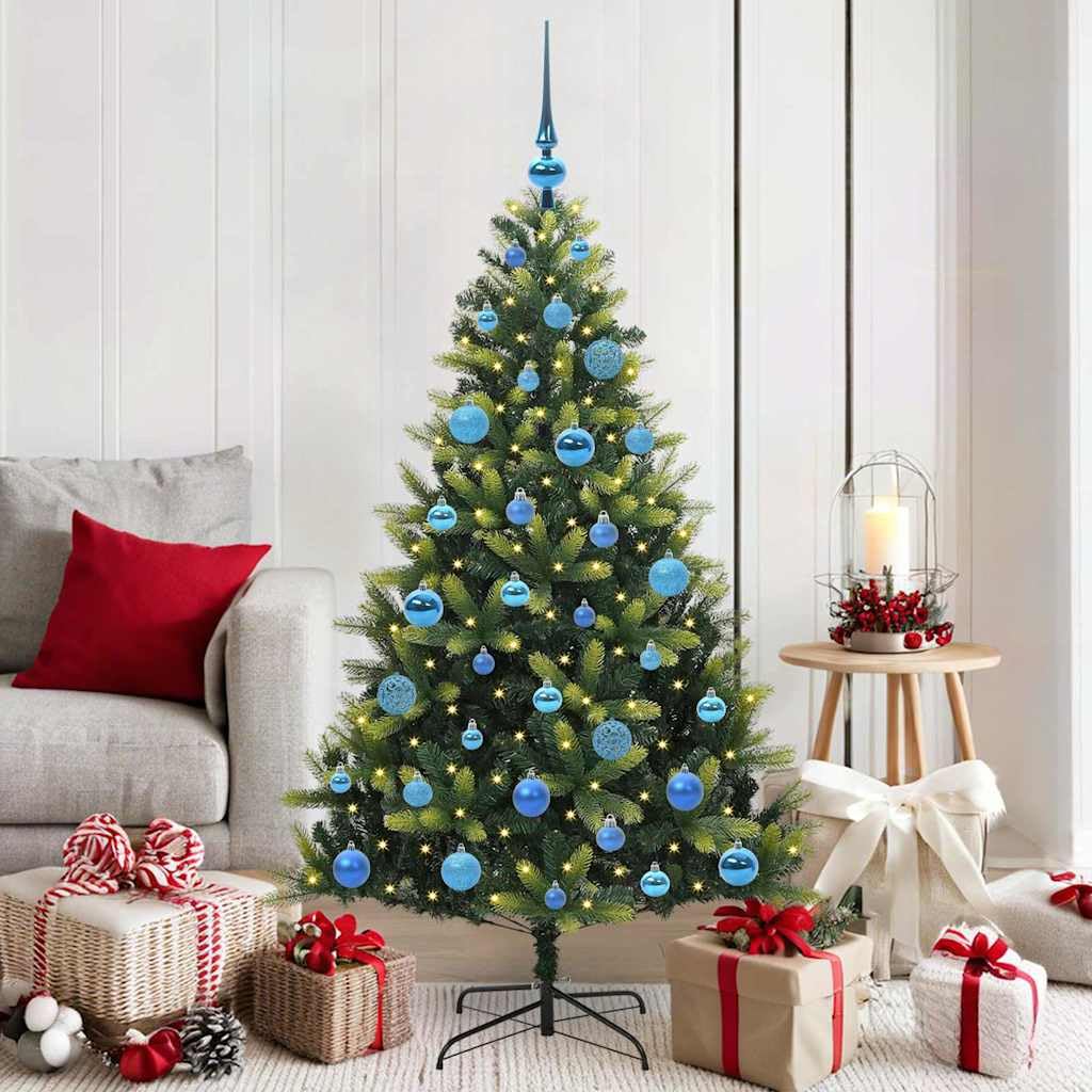 Sapin de Noël pliable 150 cm vert illuminé avec 150 LED décoration moderne