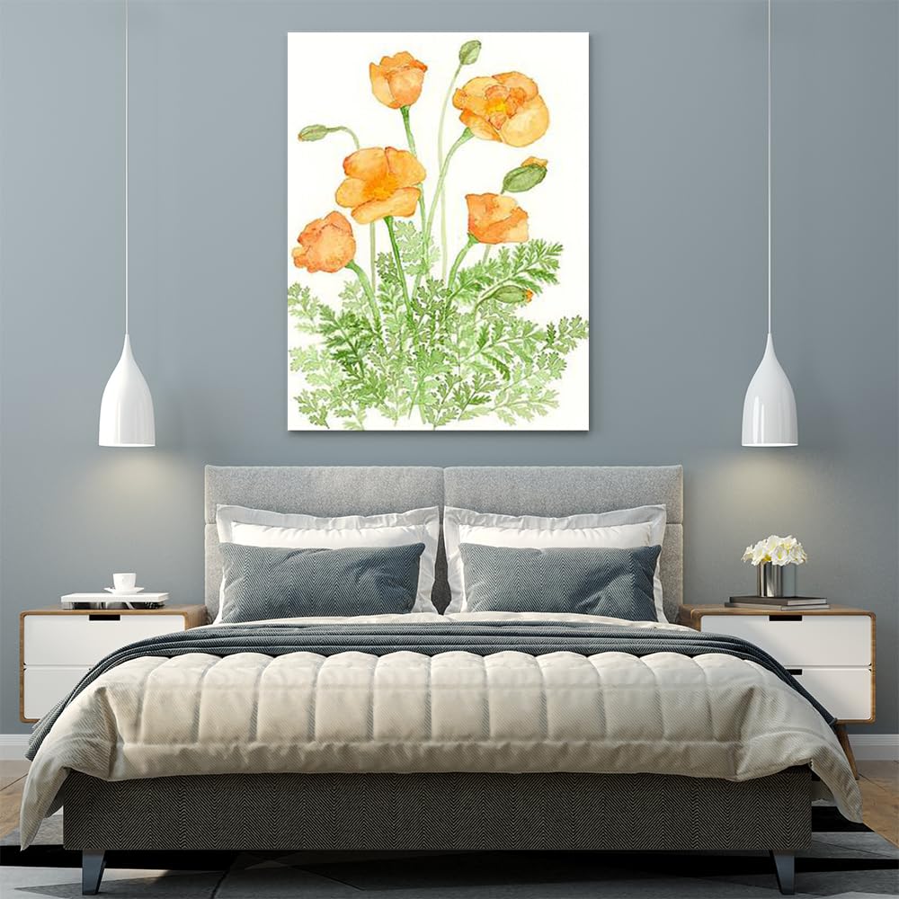 VERRE ART Printed Framed Canvas Painting for Home Decor Office Wall Studio Wall Living Room Decoration (45x60inch Wrapped) - California Poppies