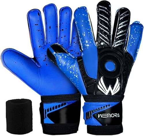 Guantes de portero de fútbol Fingersave para niños, jóvenes y adultos con palma de látex de 0.295 in, espinas flexibles para los dedos, guantes de