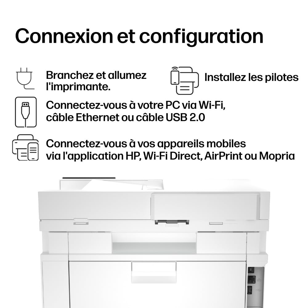 HP Color LaserJet Pro MFP 4302dw, 4RA83F, Imprimante Multifonction A4, Impression Recto Verso Automatique, 33 ppm , USB, Wi-Fi, Ethernet, Copie, Numérisation, ADF, Écran tactile 4,3", Bleu