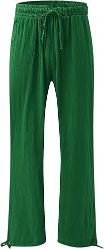 Miniatura 2 de SHAOBGE Pantalones palazzo de verano para mujer, cintura alta, pierna ancha, casual, cintura elástica, pantalones de playa con bolsillos