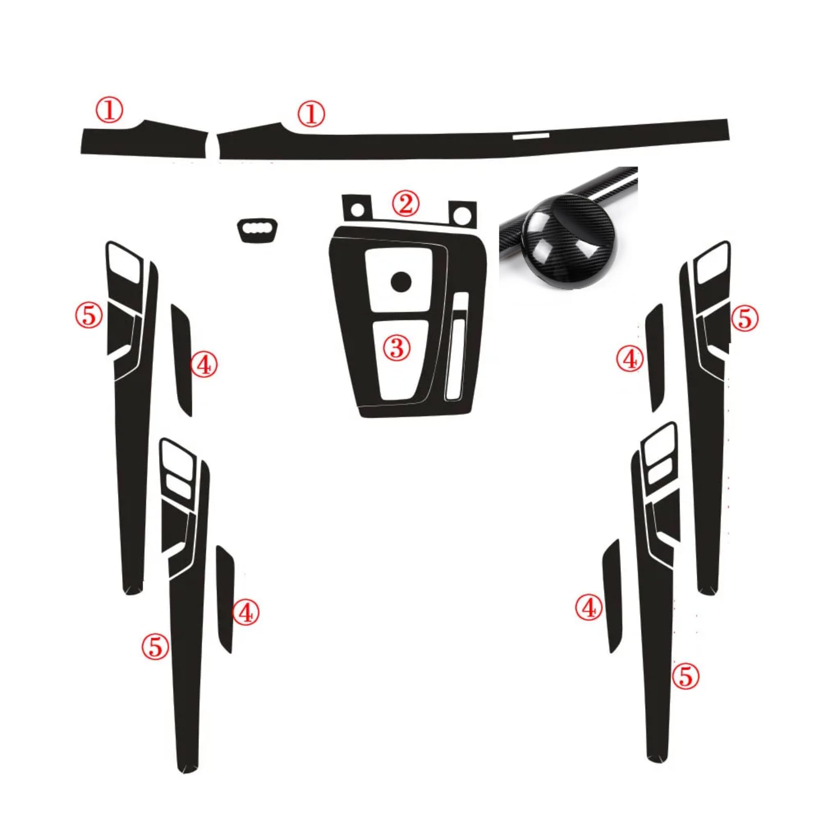 Autocollants carbone 5D pour masquer les rayures de console sur Q5L - 5