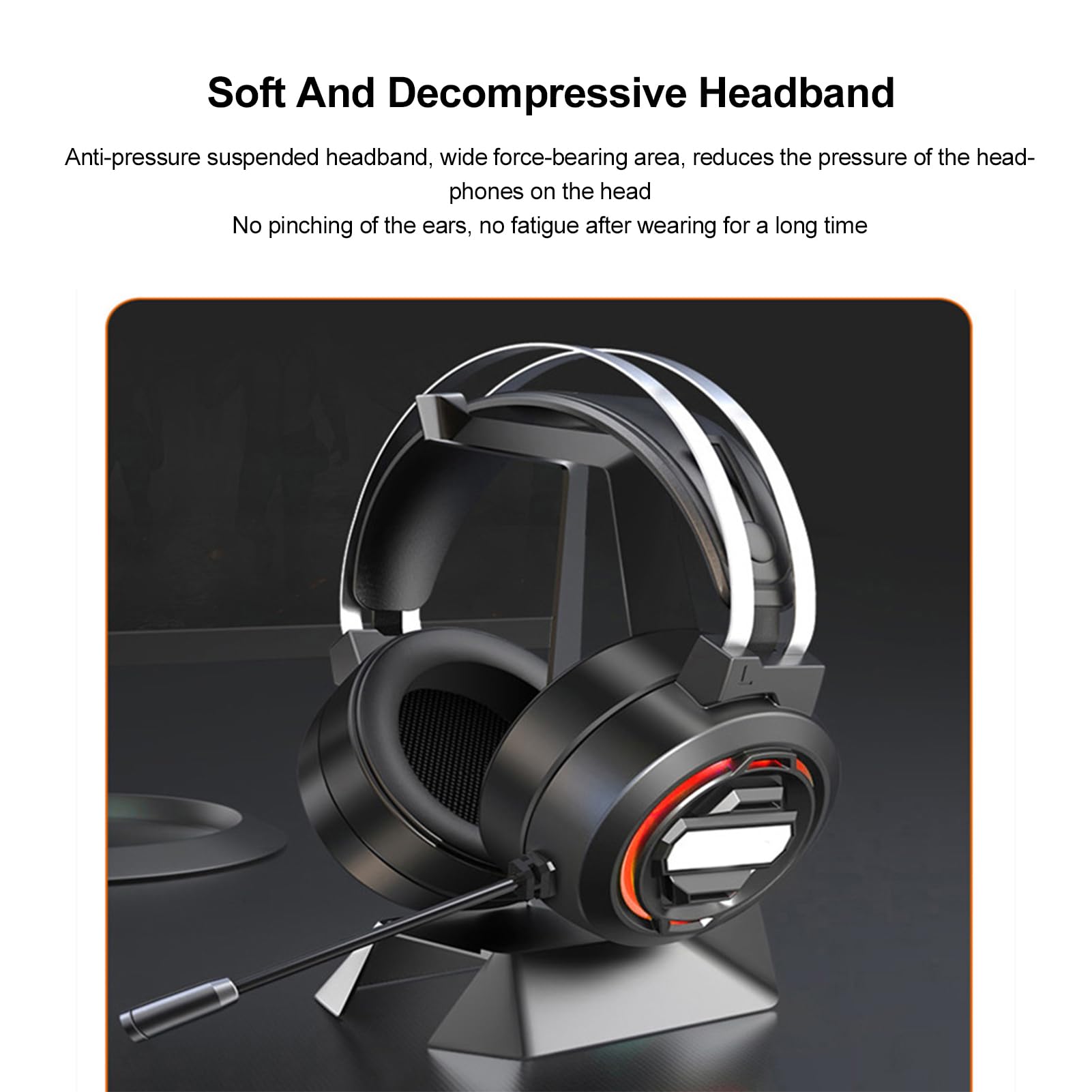 SENECESLI Kabelgebundenes Gaming-Headset, Surround-Sound-Kopfhörer mit Buntem LED-Licht, Mikrofon mit Geräuschunterdrückung für PC, Verstellbar – Ideal Zum Spielen, Arbeiten, Schwarz, 1 Stück