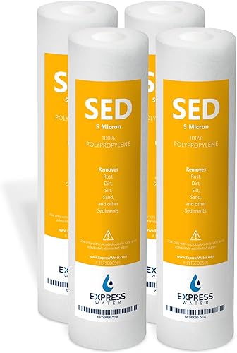 Express Water Paquete de 4 filtros de agua para sedimentos de repuesto  5 micras, alta capacidad  10 pulgadas  Filtros de sistema de ósmosis inversa