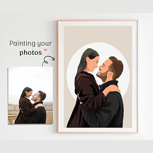 Miniatura 3 de Noni Retrato de pareja de acuarela personalizado de la foto, foto personalizada para pintar arte de pared, lienzo personalizado para pareja, regalo