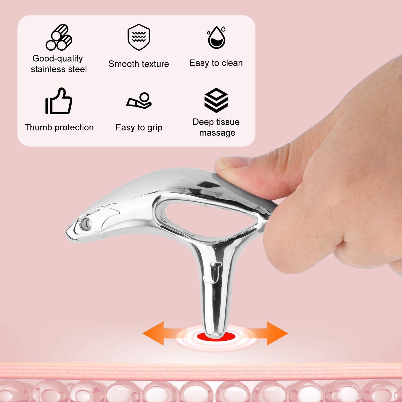 Gua Sha Punkt Narzędzie Masażu, Stop Cynku Skrobak Mięśniowy do Masażu Punktów Spustowych Głębokich Tkanek Ergonomiczna Konstrukcja Oszczędność Kciuka Masażer Akupresury dla Szyi Pleców Barków