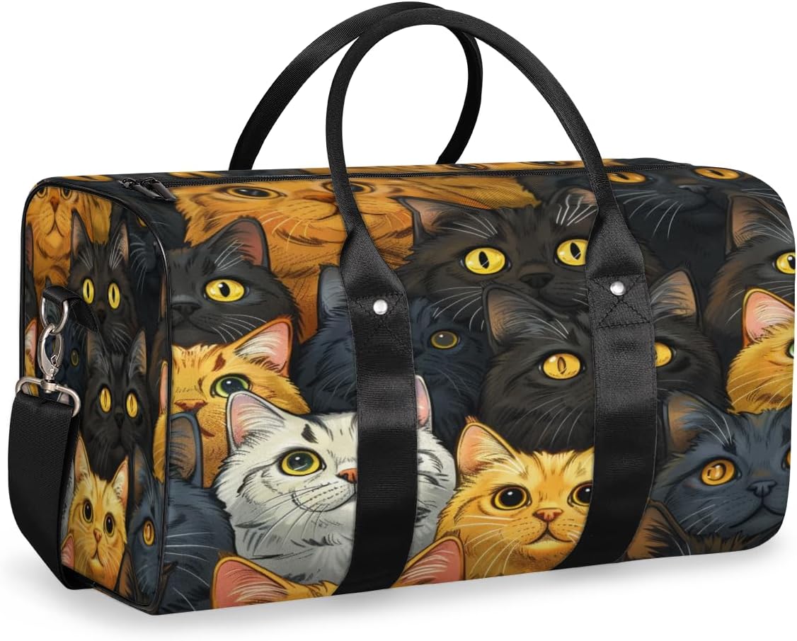 Cats Cute Travel Duffel Bag for Women Men Large Capacity Overnight Weekender Bags for Lightweight Waterproof Sport Gym Bag for Workout Yoga Swim