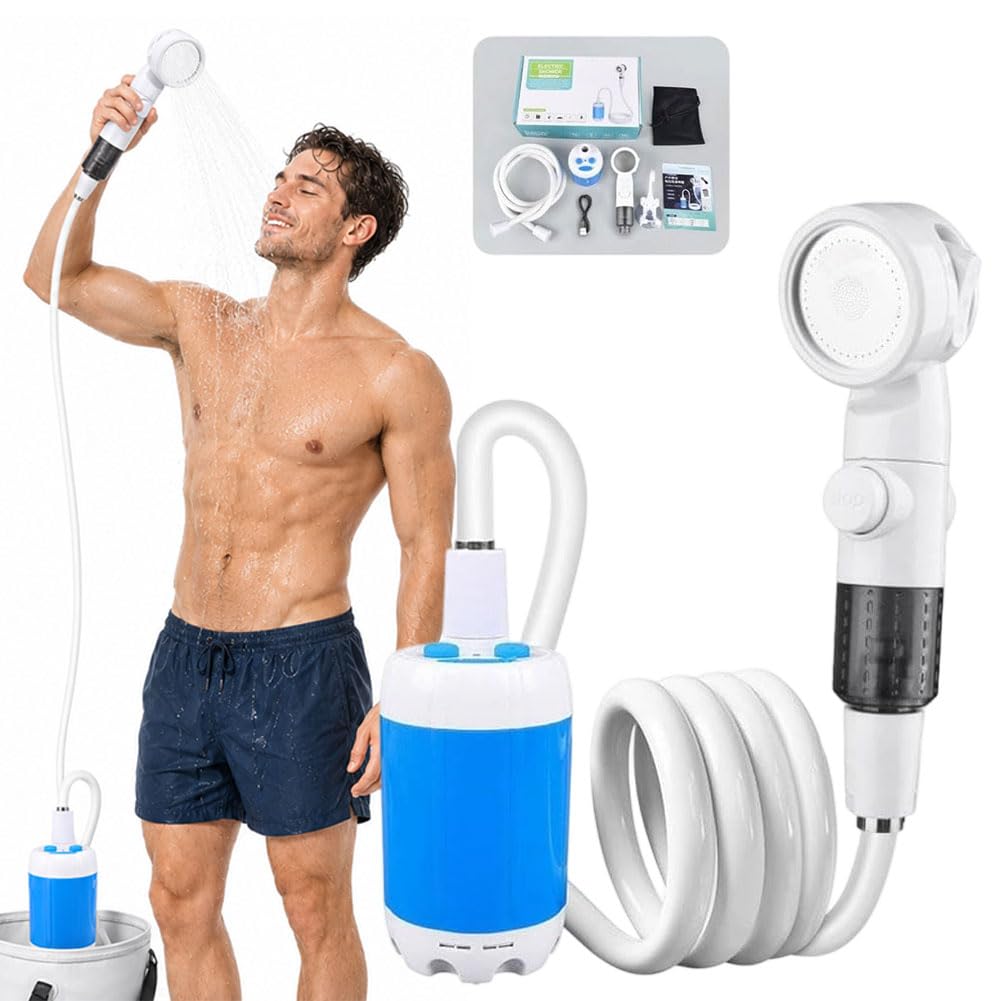 Portable Camping Shower,Outdoor Camp Shower Pump,2026 Upgrade Rechargeable Electric Handheld Water Pump,Showers Head Kit With Multiple Spray Modes,for Camping,RV,Travel Car Washing Pet Cleaning
