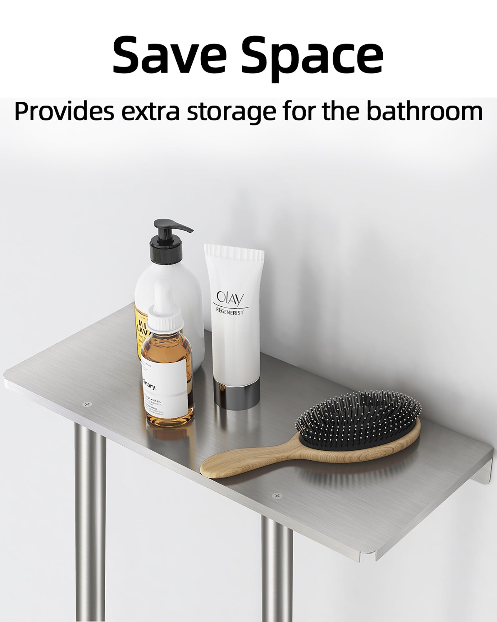 STWWO Toallero de Baño de Pared 76cm Toallero Vertical con Estante Plata Almacenamiento para Toallas enrolladas Baño Soporte para Toallas de Mano Grandes Toallas de Playa, Metal