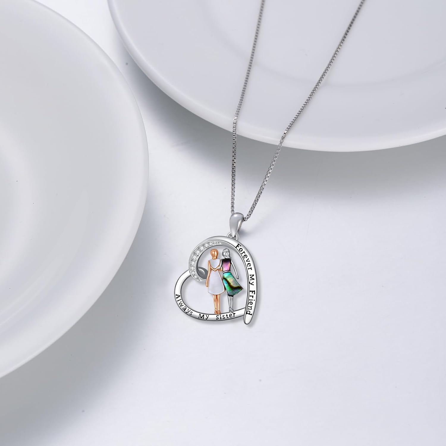 TOUPOP Sisters Gifts from Sister Sterling Silver Tree of Life Sisters Necklace with Crystal Birthday Jewelry Gifts for Sister Friends Women