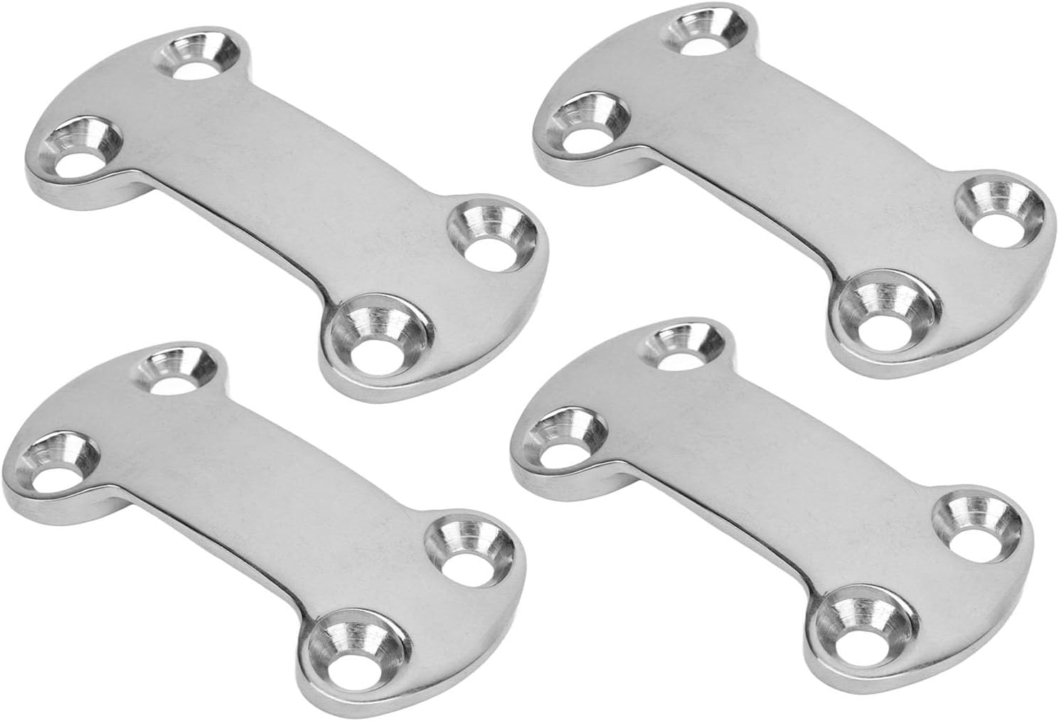 4Pcs Marine Pad Eye Plate 25mm 304 Stainless Steel Tie Down Deck Plate Belt Cam Buckle Plate 5.8mm Holes for Sailing Marine Boat Accessories