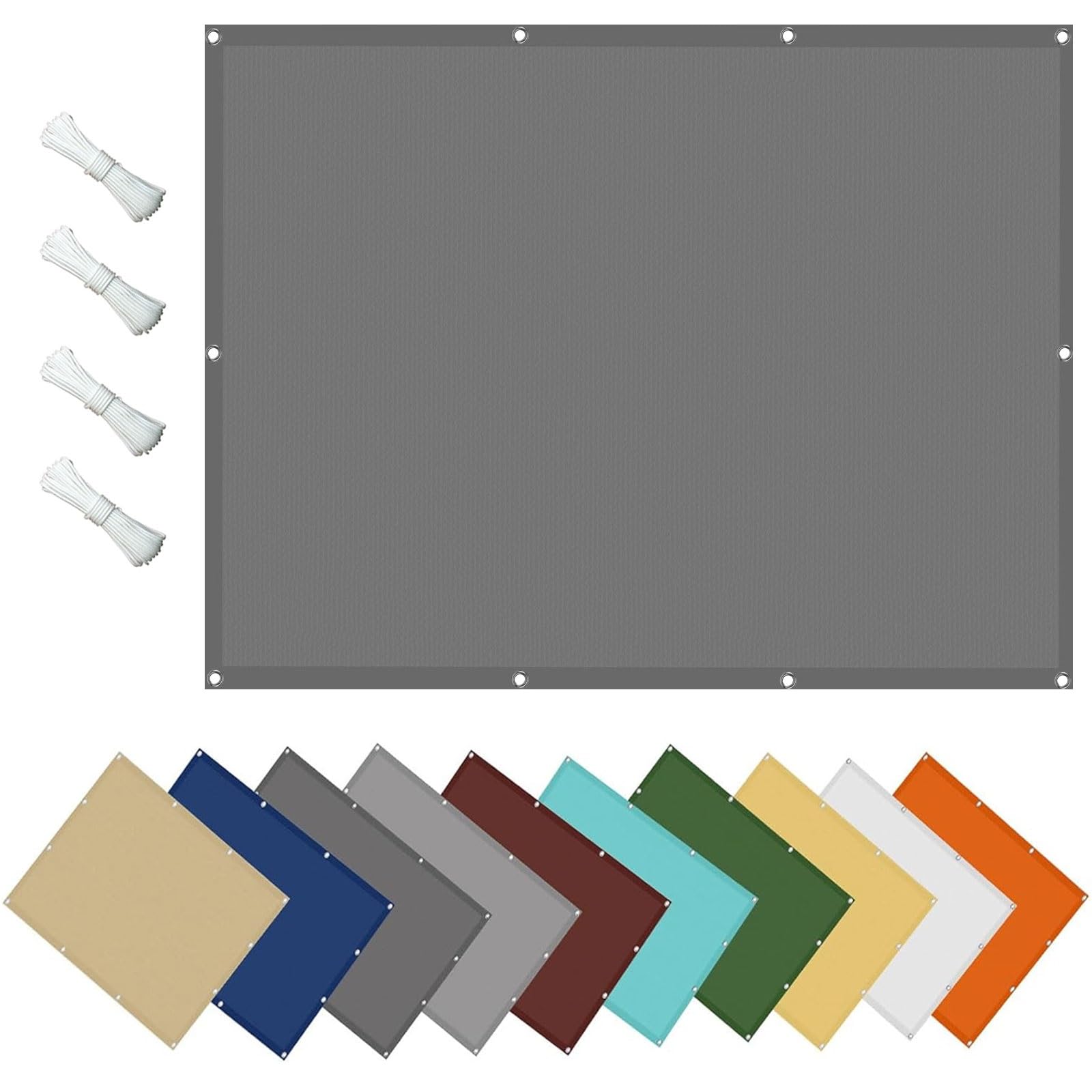 KLGFBDC 5x6m Rectangular Sun Shade SailUV Protection Canopy with Grommets & Ropes for Garden Patio BalconyWindproof Light Grey Shade Net