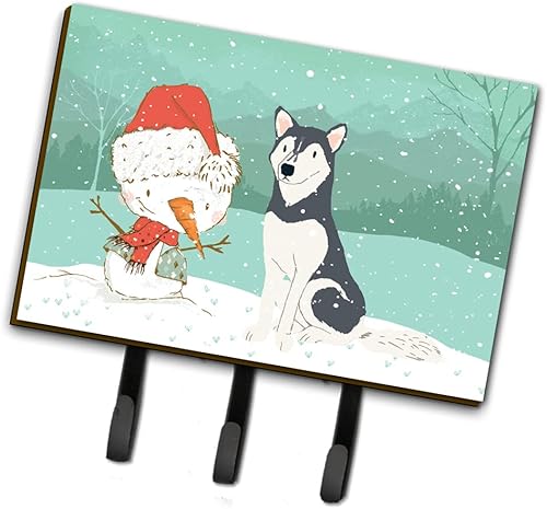Caroline's Treasures Correa de Navidad con diseño de muñeco de nieve siberiano Husky o ganchos para llaves, multicolor