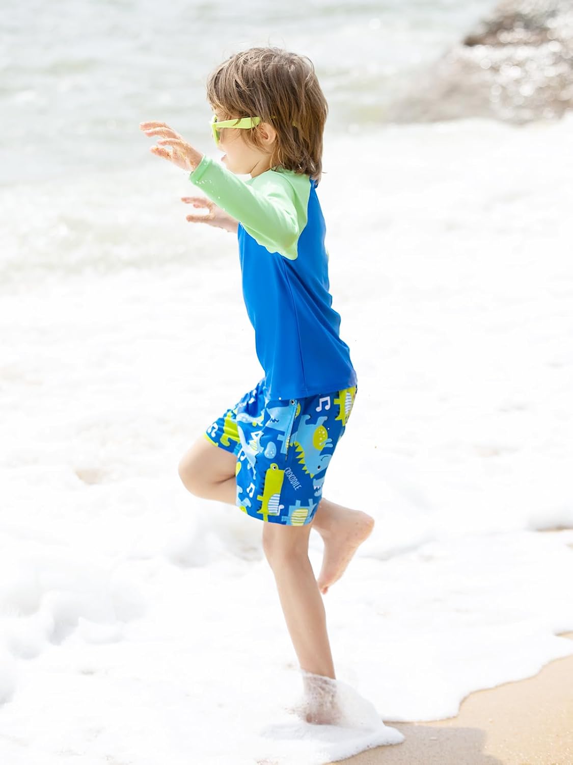 Angel season Rash Guard for Boys UPF 50+ Swim Shirt Long Sleeve Bathing Suit Summer UV Protection Sun Shirts Rashgurad