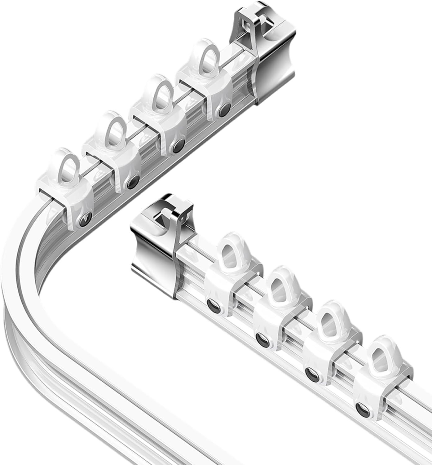 Flexible Curtain Track Cuttable, Bendable Curved Curtain Rails for Bay Window, Room Divider, RV-Shower, Wall/Ceiling Mount White Curtain Track System