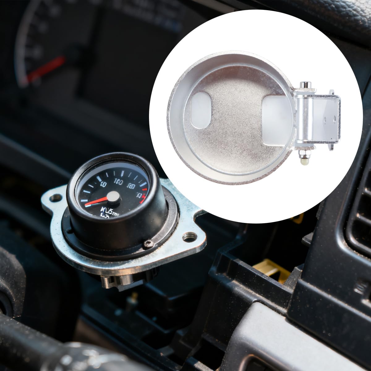 Durlo Support de montage universel pour jauge de tableau de bord de voiture, 85 mm, en aluminium, à trou unique, pour voiture, camion, moto, bateau, véhicule