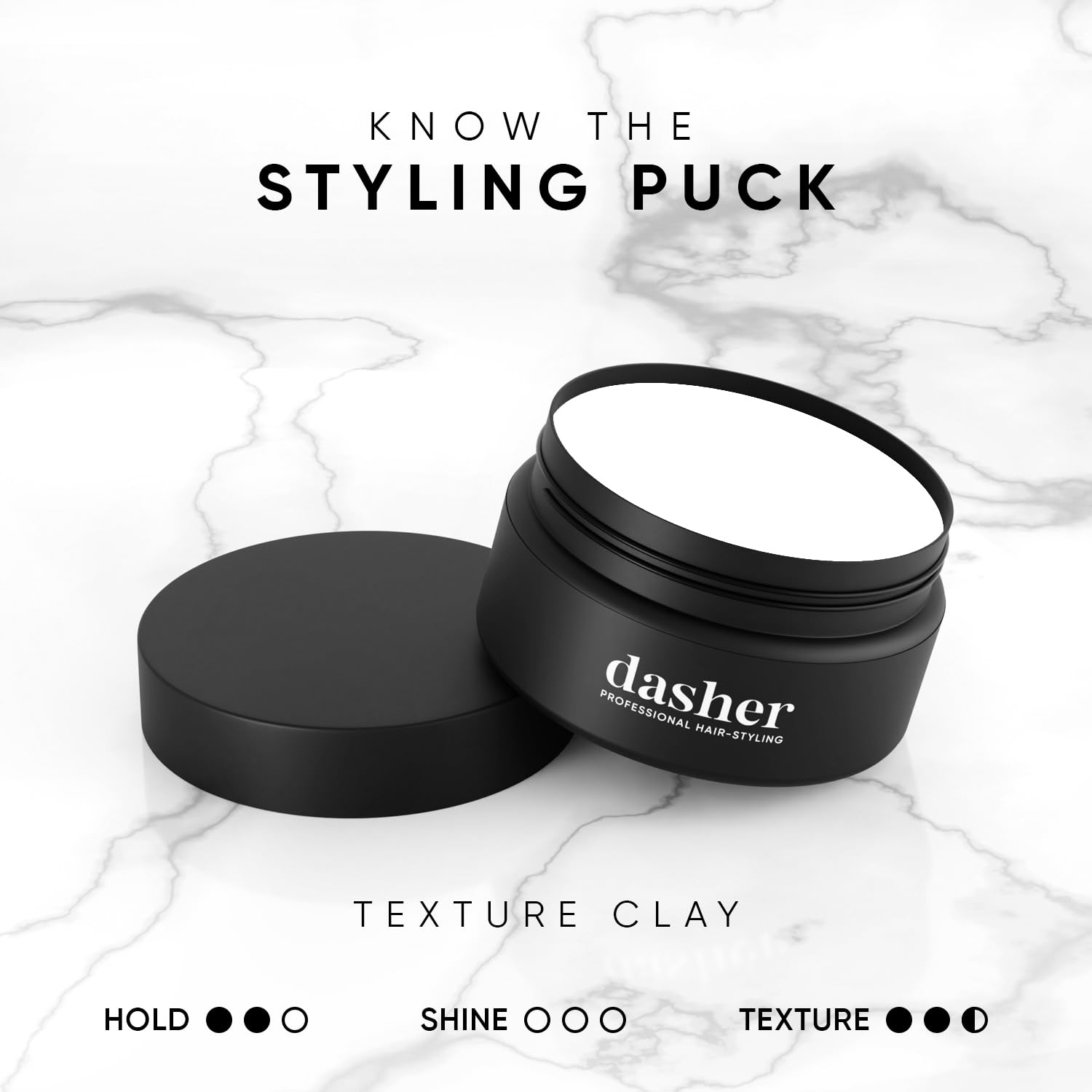Dasher Texture Clay For Men's Hair (100g), Medium Hold & Matte Finish Puck, Easy To Apply, Flexible Hold & Water-Based, With Vitamin E & Biotin 4