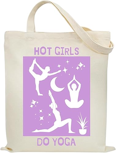 Miniatura 12 de Bolsa de lona de algodón estética, reutilizable, para mujer, regalo casual, vacaciones, tienda, trabajo, gimnasio, yoga, divertido y lindo Deja que