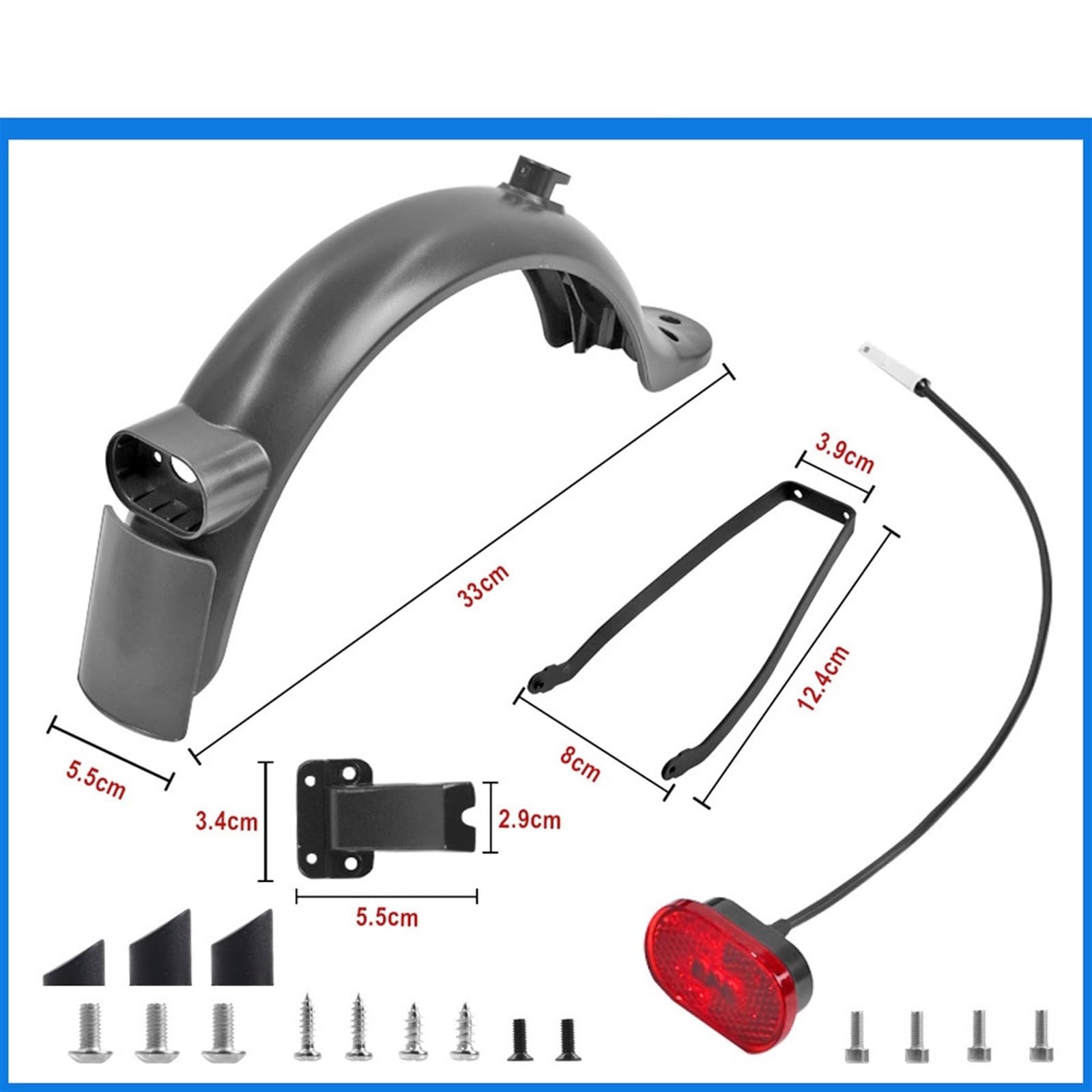 Kit De Guardabarros De Rueda Trasera Compatible For Xiaomi M365 1S Pro PRO2 Mi3 Scooter Eléctrico Guardabarros Trasero Luz Trasera Soporte De Guardabarros Trasero Piezas De Soporte(Wit)
