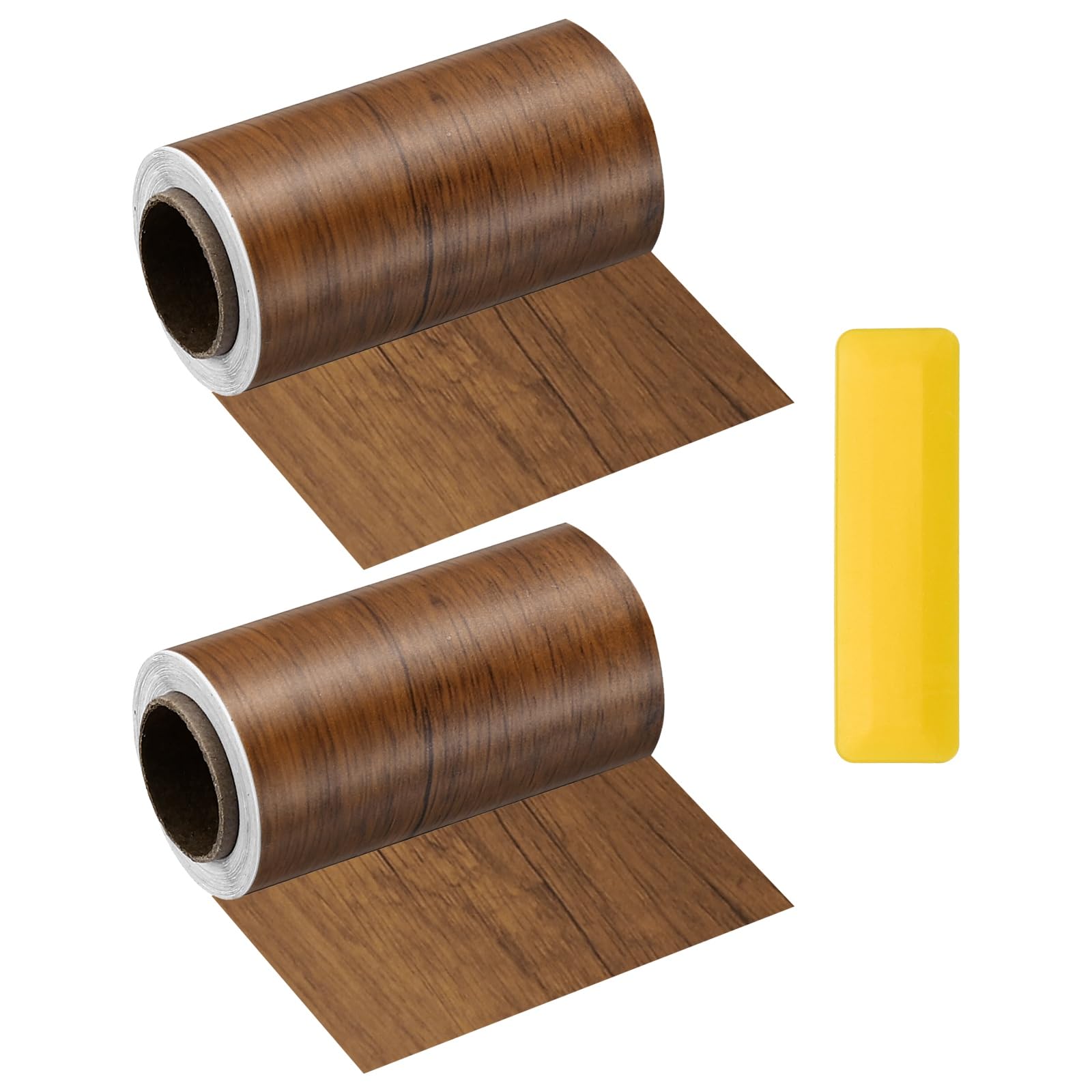 sourcing map Wood Grain Repair Tape with Scraper 10cm x 5m,Dark Brown Wood