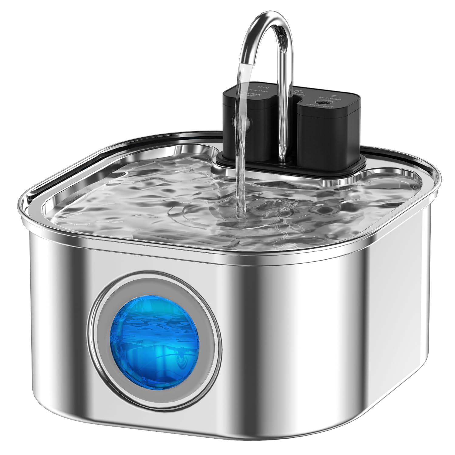 Fuente para Gatos Acero Inoxidable, NautyPaws 3.2 L Fuente para Gatos Sin Cable Detector de Movimiento, Bebedero Gatos Automatico para Perros y Gatos, 42000mAh con 1 Filtro + 1 Esponja