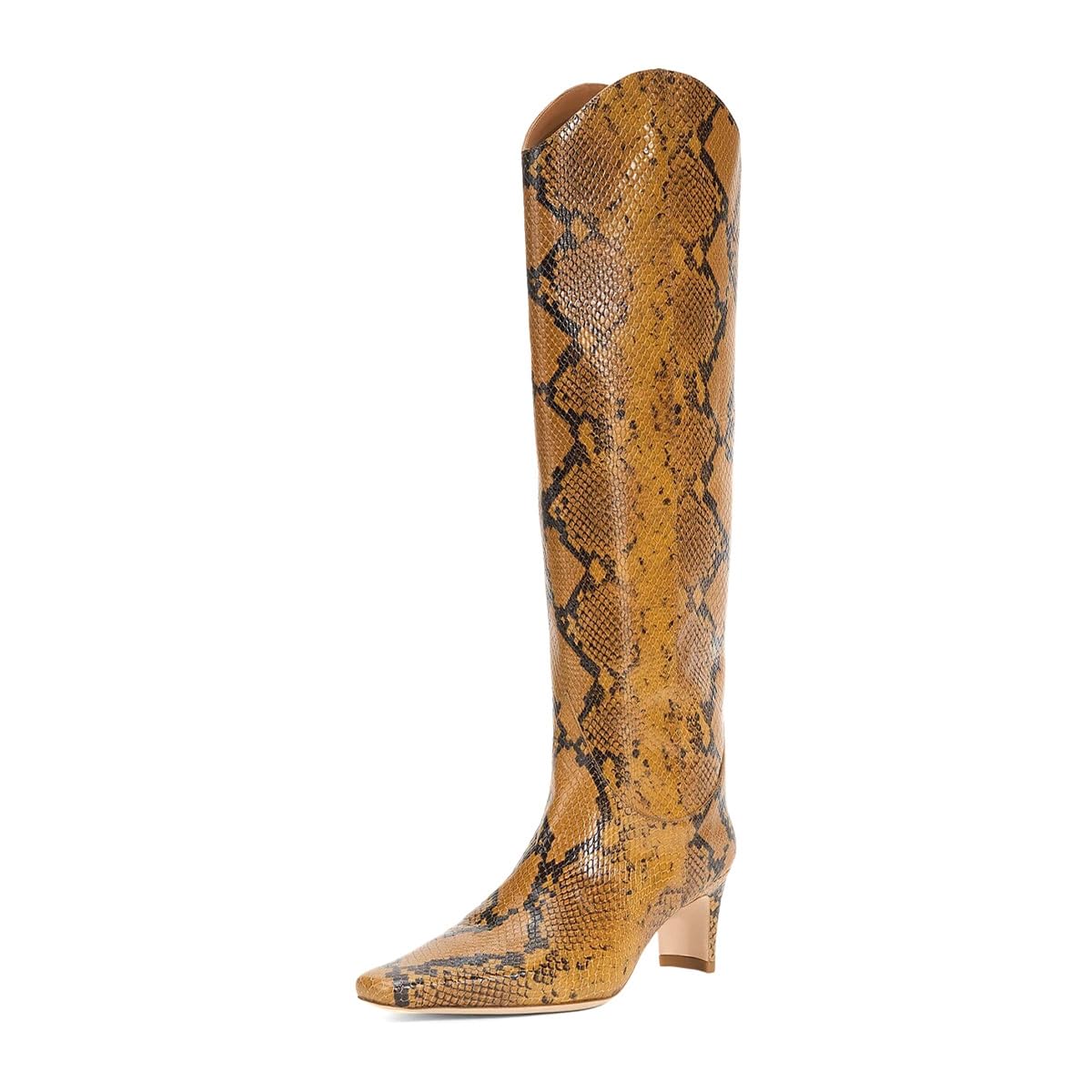 Pazzion Women Chic Wide Calf Square Toe Knee High Boots Low Heel Pull On Warm Long Booties Dressy