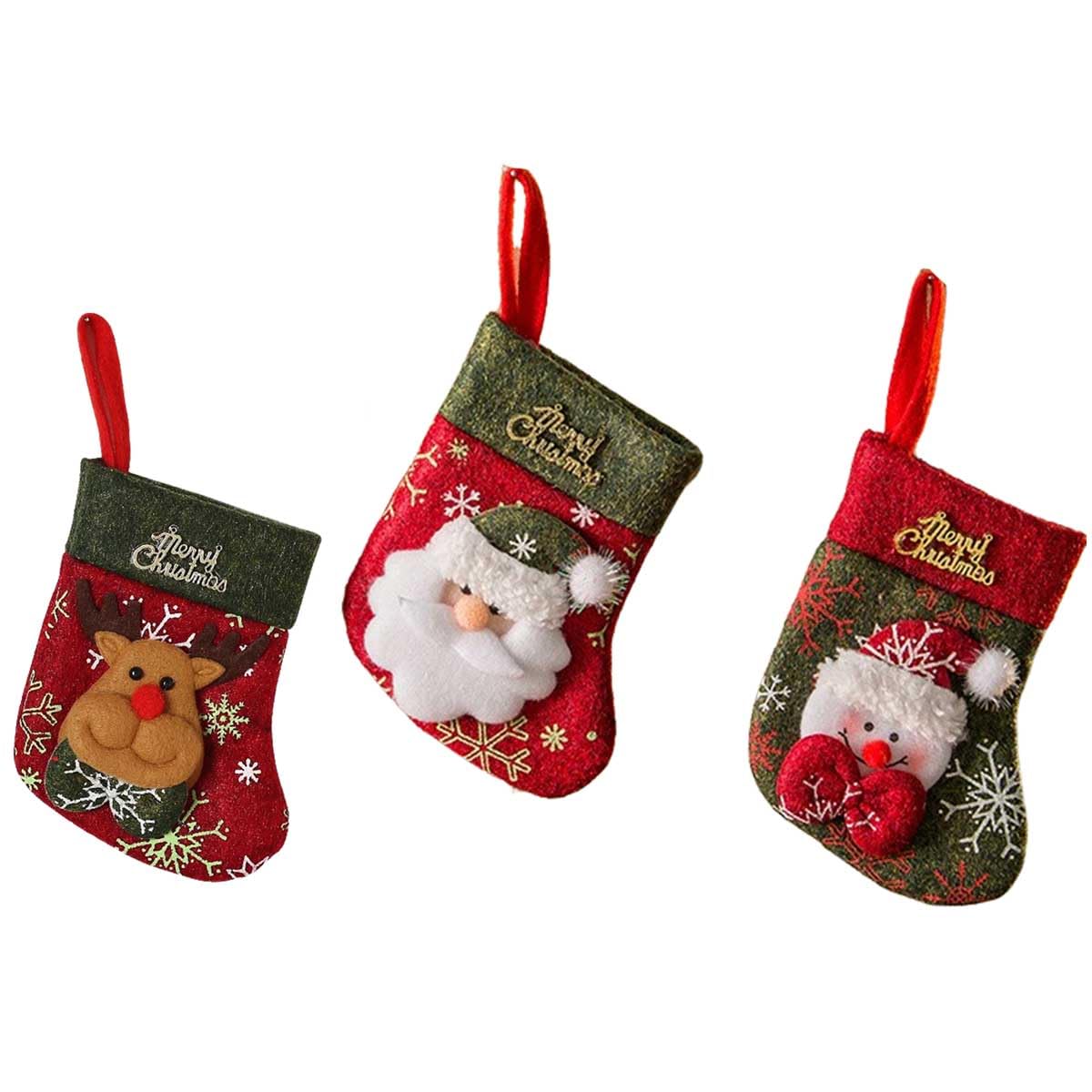 Amazon.co.jp: iikuru クリスマス 靴下 オーナメント 3点セット 袋