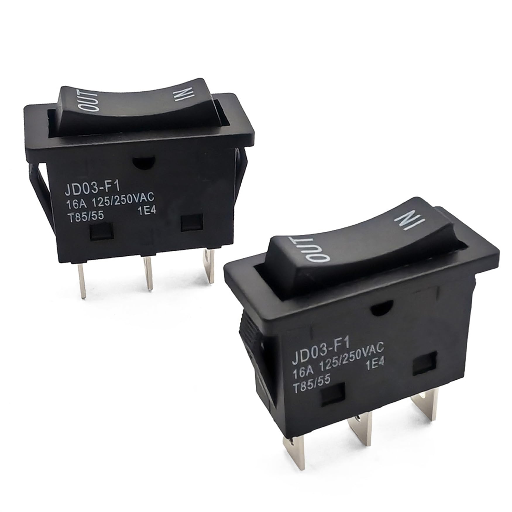 SIDMILE 2Pcs KCD4-3NC in-Out Rocker Switch 16A 3 Pins 3 Positons Double Side Momentary Multi-Functional Toggle Switch Dual Operation Faces