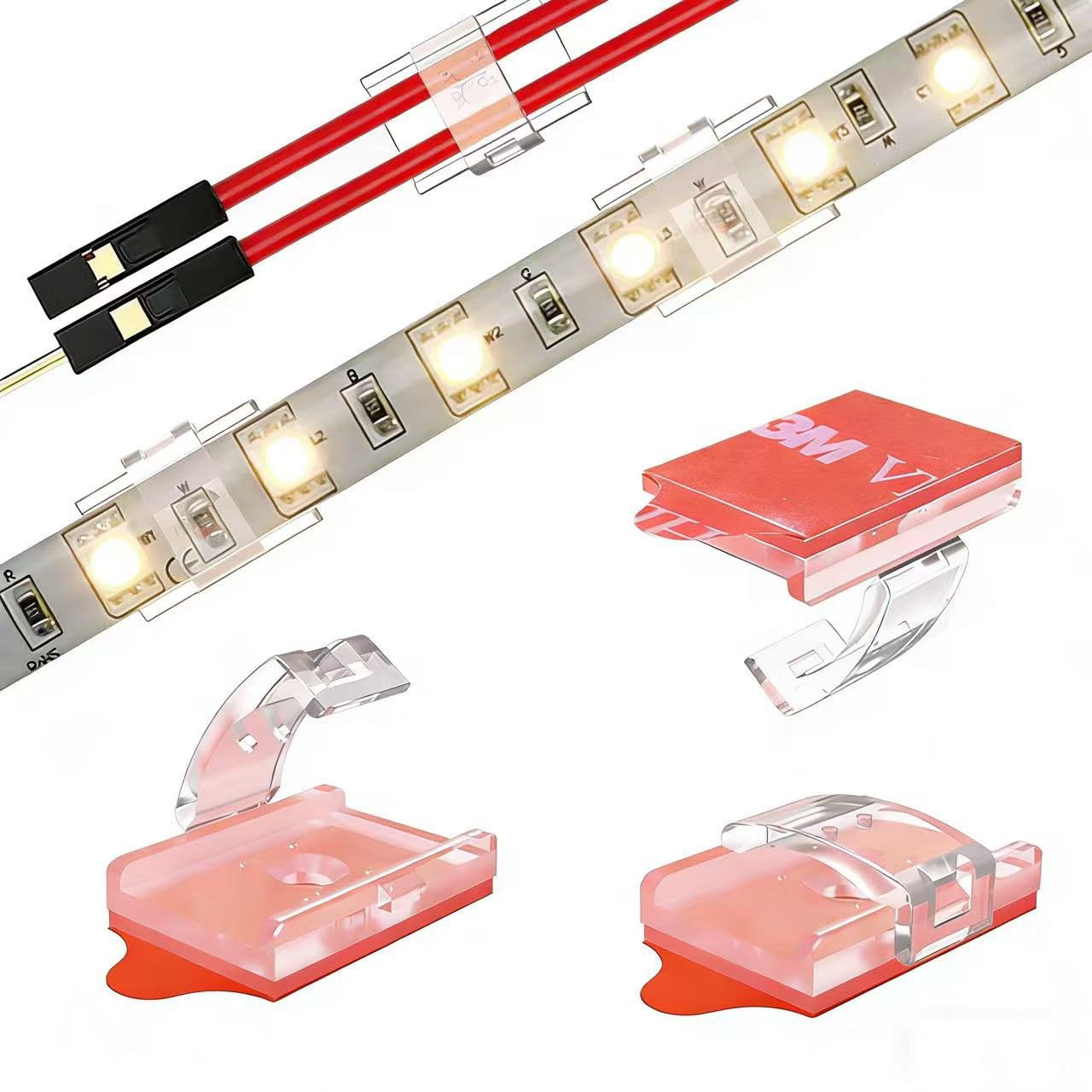 LED Strip Light Self-Adhesive Mounting Brackets and Clips,LED Strip Light Holder,Cable Wires Organizer Clips for Vehicle,Cabinet,Under-Counter, Indoor,Outdoor (Clear 100PACK With 100Screws)-image-12