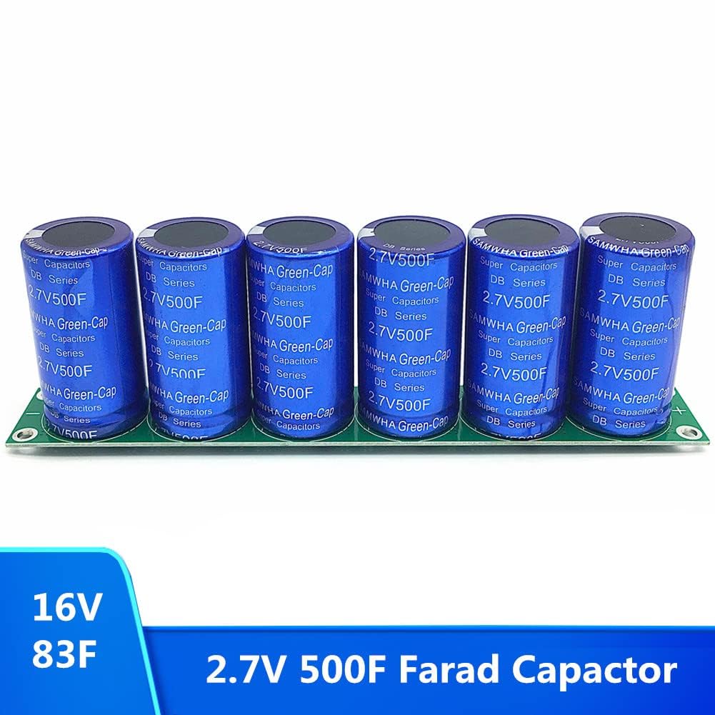 Super Condensador, 16V 83F Super Farad Capacitor Low ESR Capacitor con componentes de placa de protección para el viento solar de arranque del automóvil para Arranque de Coche (6 piezas)