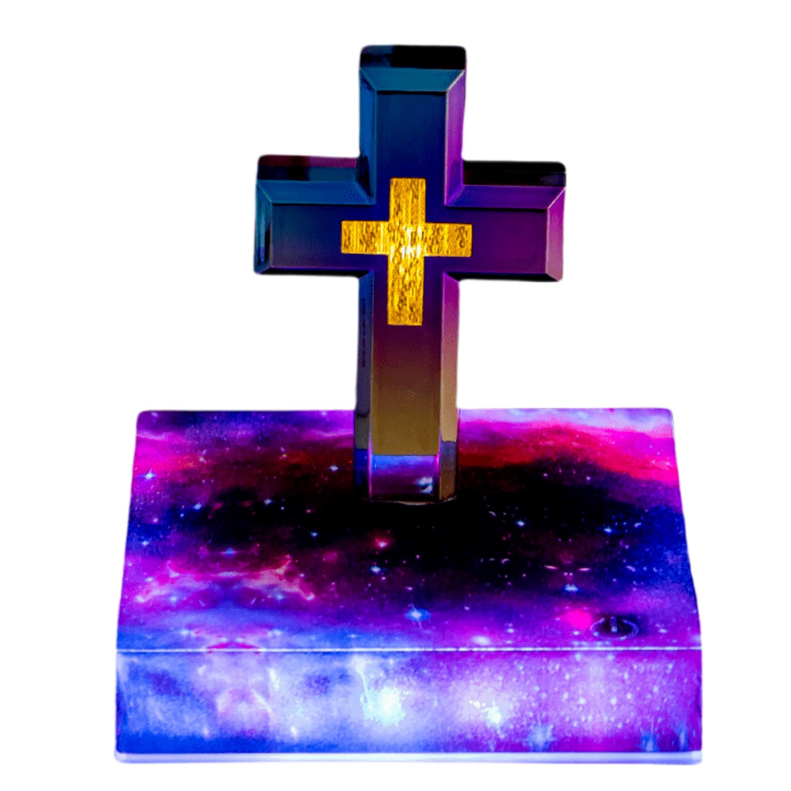 Magnetic Levitating Cross Lamp, Levitating Display 360°Floating Bible Night Light with Magnetic Levitation Touch Control Christian Decor for Home Office Bedroom (Galaxy Base)