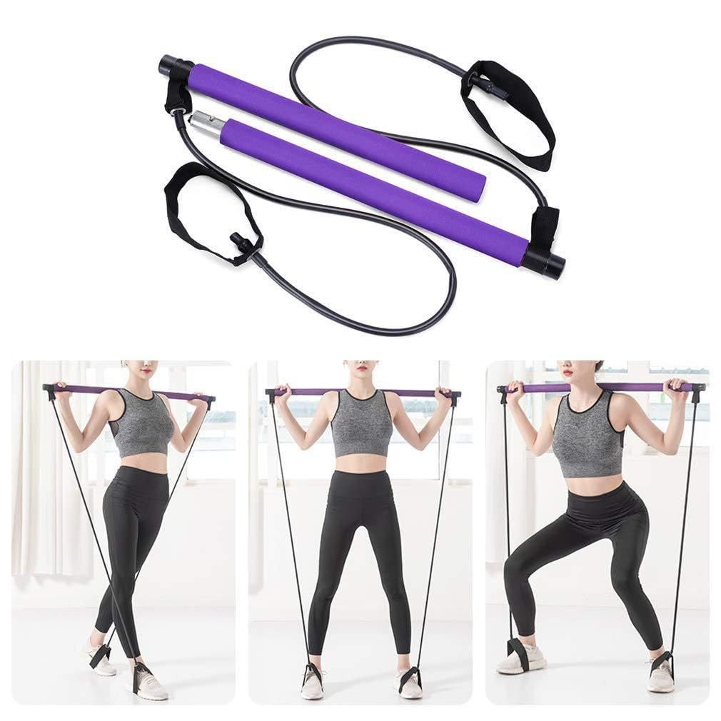 Portable Pilates Bar Kit with Resistance Bands, Full Body Workout Fitness Stick for Home Gym, Yoga Training Rod for Squats, Stretching, Muscle Toning-image-32